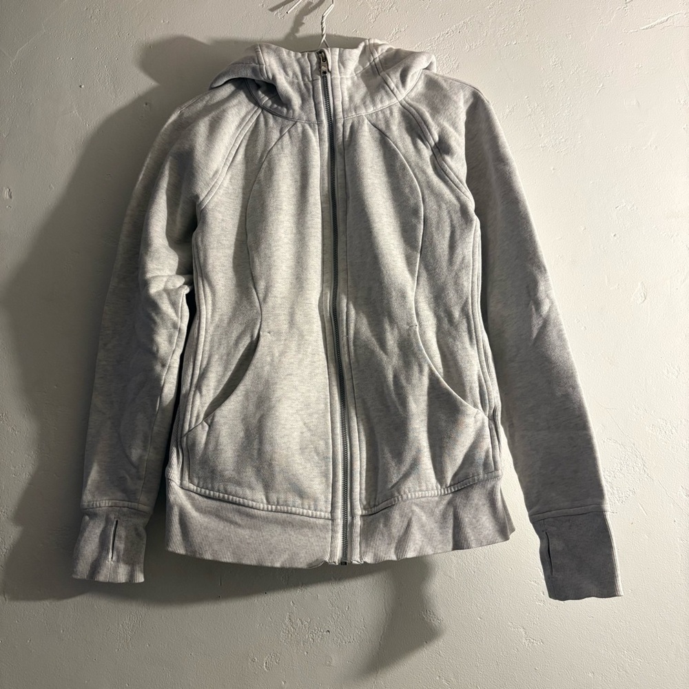 Lululemon Scuba Jacket Women’s Light Gray Thumbholes Athletic Hoodie size small